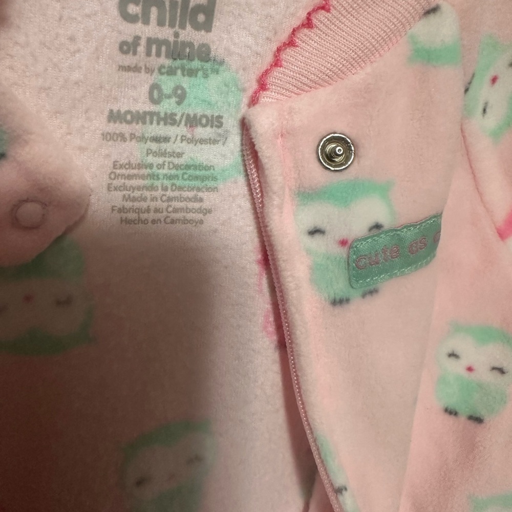Pink Owl Print babies 0-9M super soft Pajamas NWOT - Picture 5 of 5